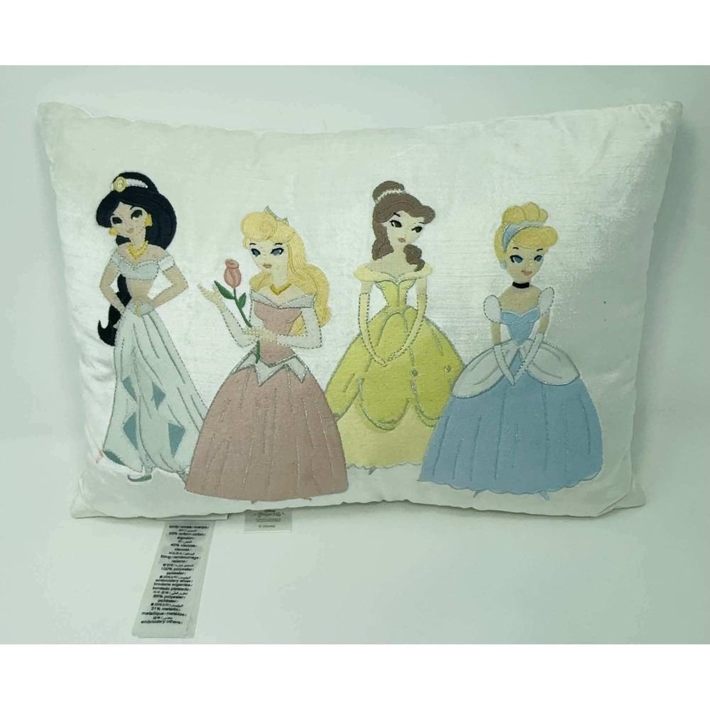 Pottery Barn Kids Disney Princess Mary Blair Embroidered Throw Pillow White
